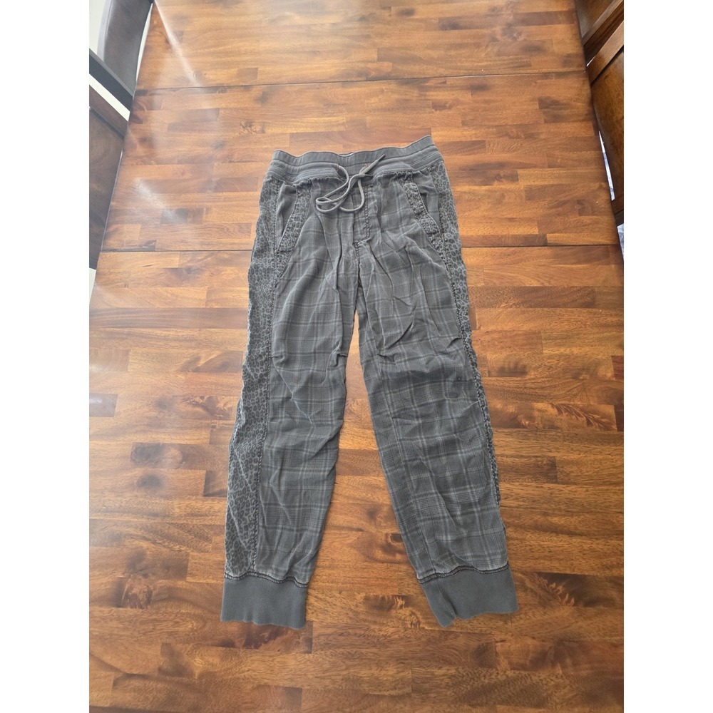Anthropologie Women's Jogger size Small Leopard Plaid Print Elastic Waist Sku8